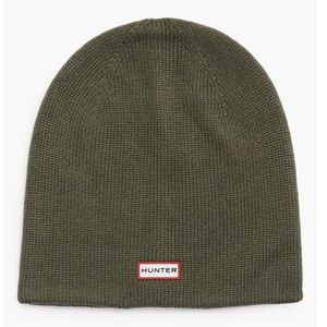 HUNTER Essential Logo Recycled Polyester Beanie - Olive Green
